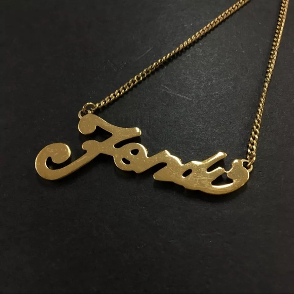 AUTH Fendi Logo Gold Tone Pendant Necklace - Picture 2 of 7